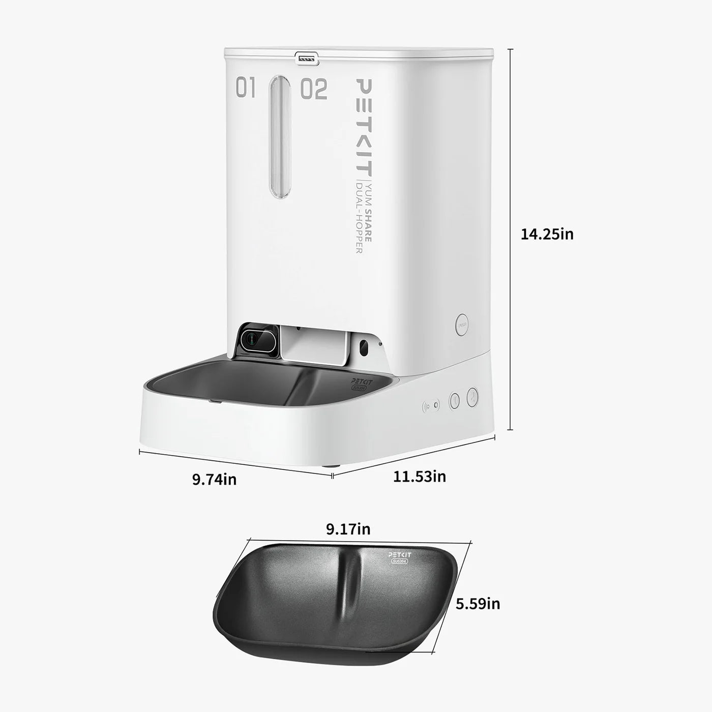 PETKIT YumShare Divkāršās Tvertnes Barotava ar Kameru (P591) – 2+3L, Balta