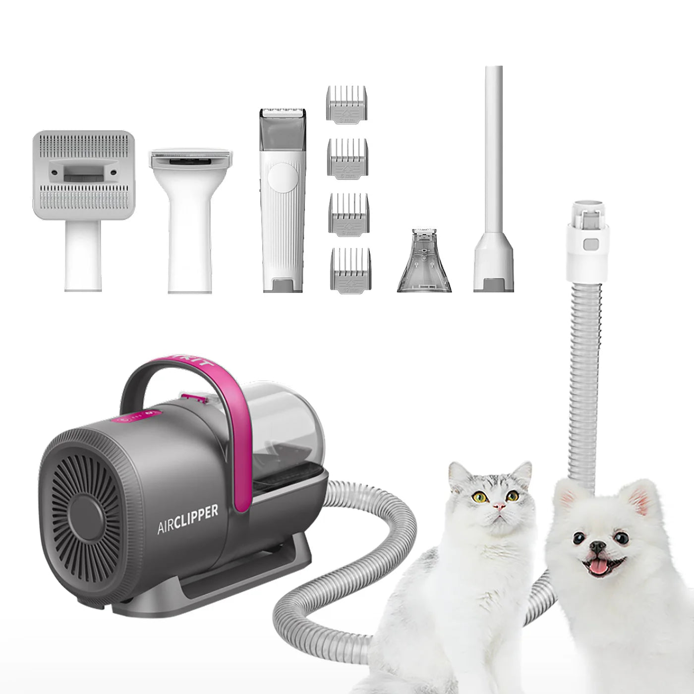 PETKIT AirClipper 5-in-1 Mājdzīvnieku Kopšanas Putekļsūcēja Komplekts LM4 – Pelēks/Balts