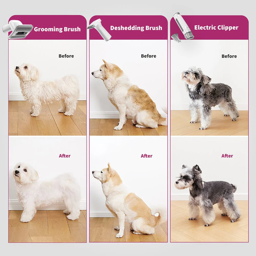 PETKIT AirClipper 5-in-1 Mājdzīvnieku Kopšanas Putekļsūcēja Komplekts LM4 – Pelēks/Balts